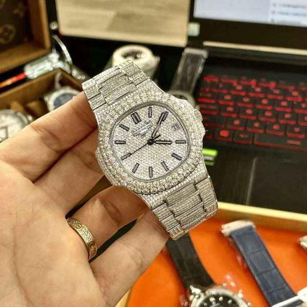 Patek Philippe Replica Watches Nautilus 5719 Full Diamonds PPF 40mm