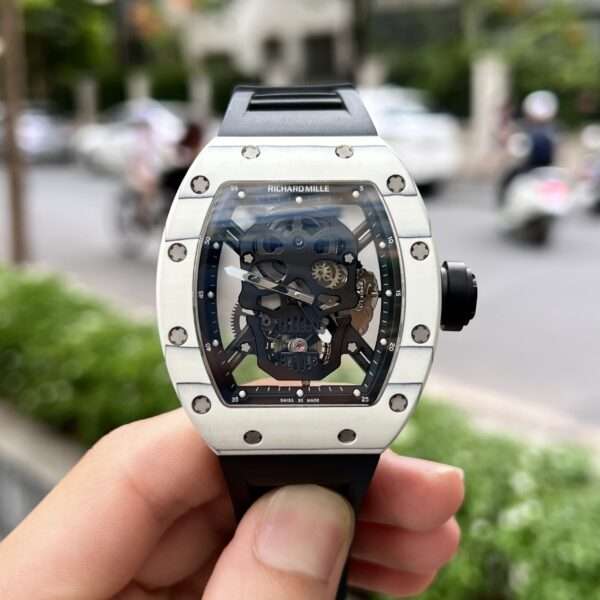 Richard Mille Replica Watch RM052 Tourbillon Skull Carbon Rubber Strap 43mm