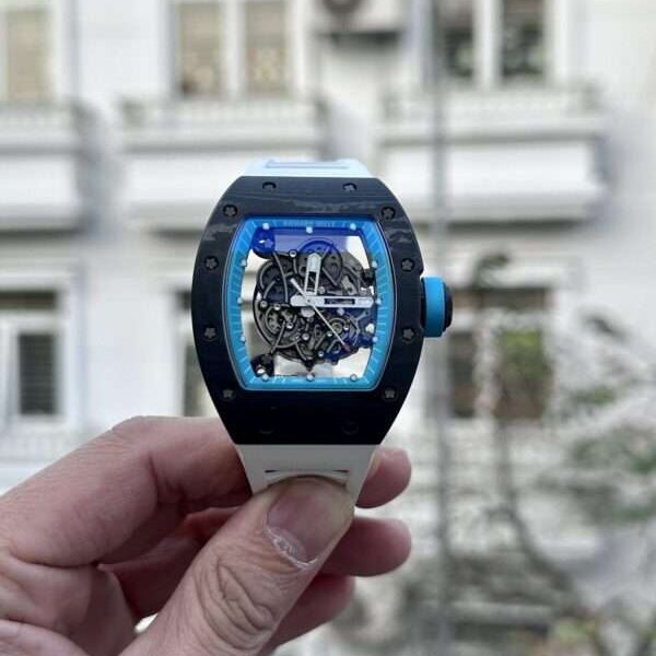 Richard Mille RM055 Replica Watch Full Carbon White Rubber Strap BBR 45mm