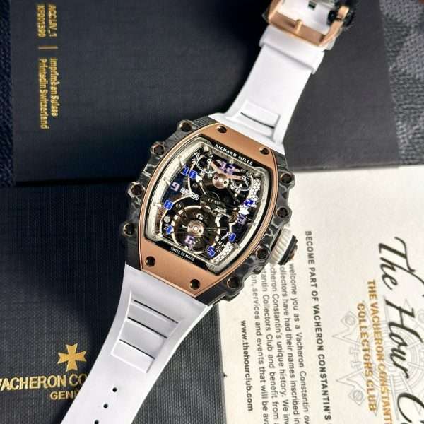 Richard Mille RM21-01 Tourbillon Replica Highest Quality White Rubber Strap 45mm