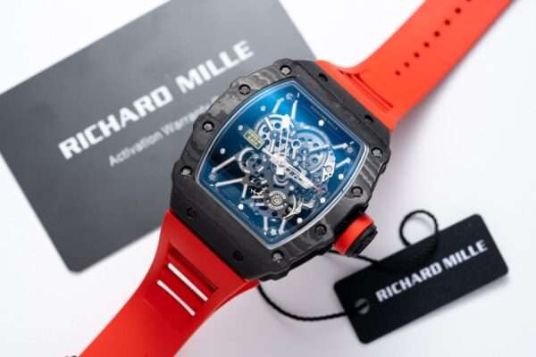 Richard Mille RM35-01 Replica 1:1 Watch Red Rubber Strap 45mm