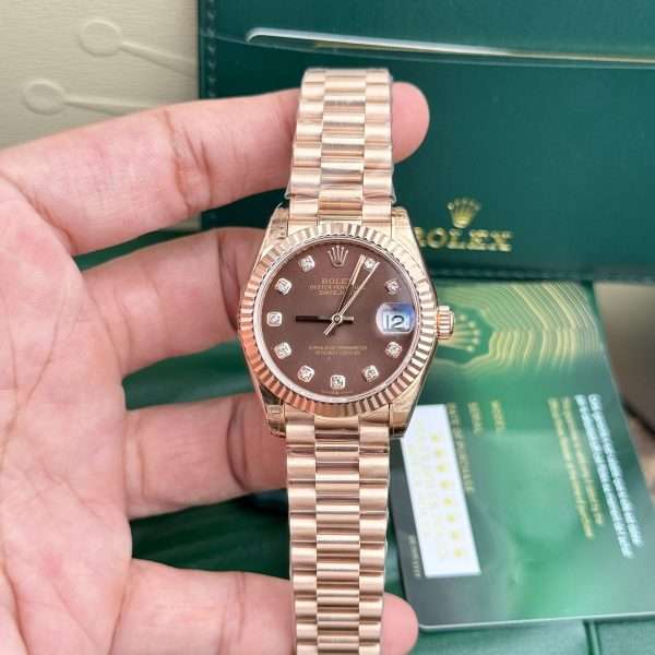 Rolex Rep 11 Watch Women DateJust Chocolate Face Oyster Strap 31mm
