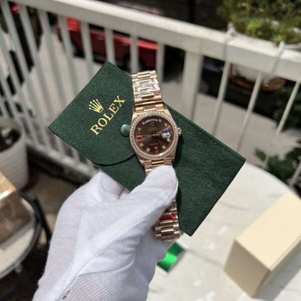 Rolex Replica 1:1 Watch Day-Date Chocolate Dial With Diamonds EW Factory 36mm