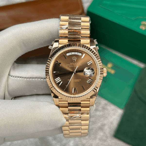 Rolex 18K Gold-Plated Day-Date 228235 Brown Dial 40mm