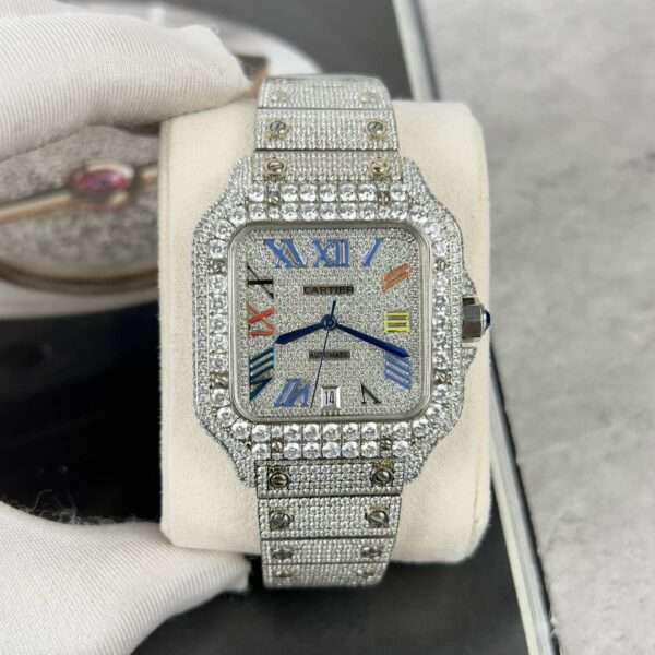 Cartier Santos Best Replica Watch With Full Stone 39.8mm