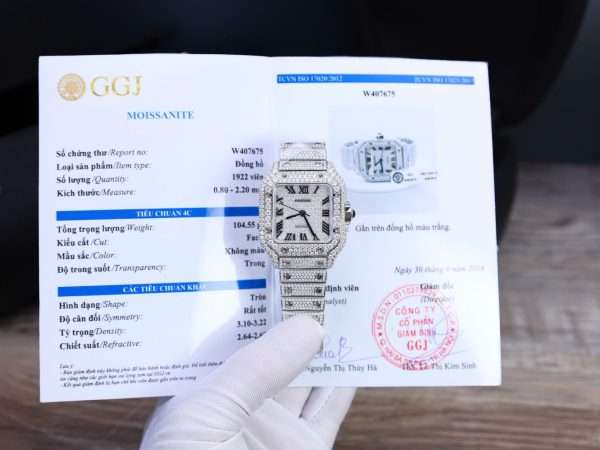 Cartier Santos Custom With Full Diamond Moissanite Hong Kong 35mm